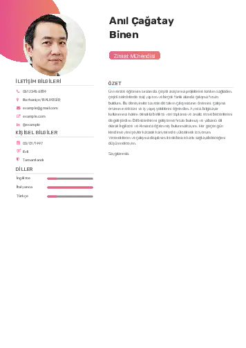 Ziraat Mühendisi Cv Örnekleri cv indir